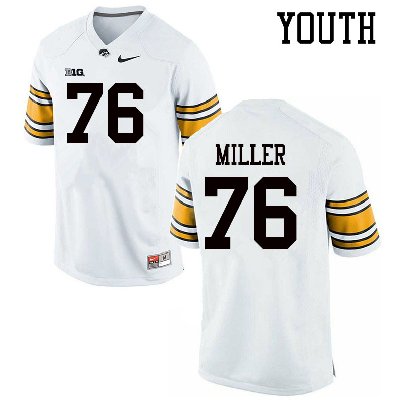 Youth #76 Ezra Miller Iowa Hawkeyes College Football Jerseys Sale-White